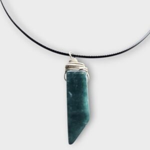 Unisex Green Agate Stone Cord Necklace